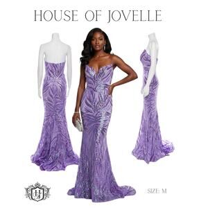 Portia and Scarlett Evening Gown Maxi Dress Womens Size 8 Purple Sequin NWT